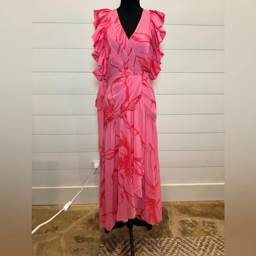 Hutch Beck Chiffon Floral Wrap Maxi Dress NWT Size XS - Picture 6 of 16